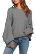 Rebadress Batwing Long Sleeves Ribbed Knit Tunic Sweater