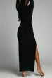 Rebadress Mockneck Long Sleeves High Slit Bodycon Maxi Dress