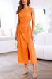 Rebadress Sleeveless Cut Out Waist Slit A-line Maxi Dress