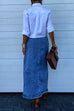 Rebadress High Rise Button Down Slit Denim Skirt