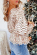 Rebadress Sparkly Crewneck Ruffle Sequin Tops