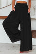 Rebadress Smocked Elastic Waist Pleated Wide Leg Pants