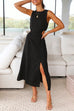 Rebadress Sleeveless Cut Out Waist Slit A-line Maxi Dress
