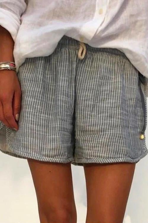 Rebadress Drawstring Waist Stripes Wide Leg Shorts