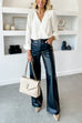 Rebadress Pocketed Straight Wide Leg Faux Leather Pants