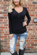 Rebadress V Neck Long Sleeve Basic T-shirt