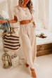 Rebadress Drawstring Hem Crop Top Wide Leg Pants Loungewear Set