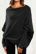 Rebadress Solid Batwing Sleeves Slouchy Knit Sweater