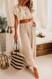 Rebadress Drawstring Hem Crop Top Wide Leg Pants Loungewear Set