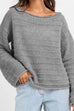 Rebadress Drop Shoulder Hollow Out Solid Knitting Sweater