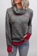 Rebadress Cowl Neck Color Block Sweatshirt with Thumb Hole