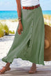 Rebadress Button Down Cotton Linen A-line Maxi Skirt