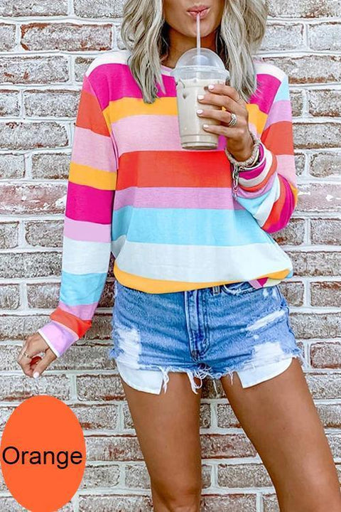 Rebadress Customized Striped Long Sleeves Pullover Top