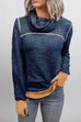 Rebadress Cowl Neck Color Block Sweatshirt with Thumb Hole