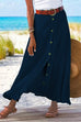 Rebadress Button Down Cotton Linen A-line Maxi Skirt