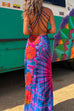 Rebadress Criss Cross Backless Tie Dye Maxi Cami Dress