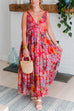 V Neck Sleeveless Floral Print Swing Maxi Vacation Dress