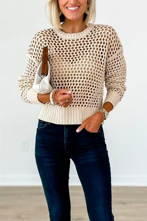 Rebadress Crewneck Hollow Out Knitting Top