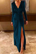 Rebadress Deep V Neck Split Long Velvet Party Dress(5 Colors Available)