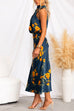 Mockneck Sleeveless Waisted Floral Midi Dress