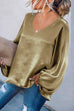 Rebadress V Neck Lantern Sleeve Solid Tunic Top