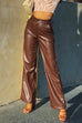 Rebadress Faux Leather Straight Leg Trousers with Pockets