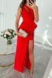 Rebadress One Shoulder Cut Out Draped Front Maxi Party Dress