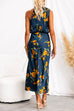 Mockneck Sleeveless Waisted Floral Midi Dress