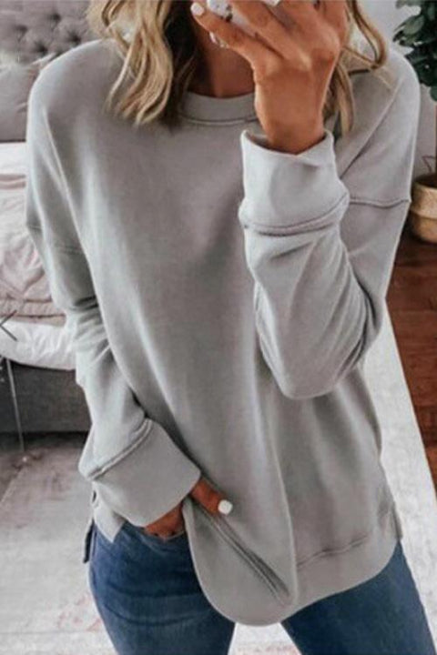 Rebadress Candice Crewneck Long Sleeve Solid Sweatshirt