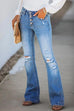 Rebadress Buttons Ripped Bell Bottom Jeans