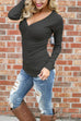 Rebadress V Neck Long Sleeve Basic T-shirt