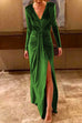 Rebadress Deep V Neck Split Long Velvet Party Dress(5 Colors Available)