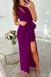 Rebadress One Shoulder Cut Out Draped Front Maxi Party Dress