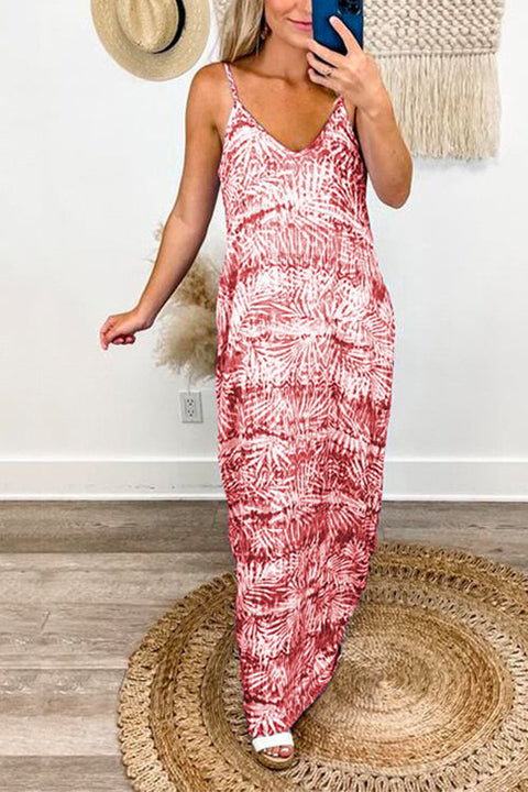 Rebadress U Neck Tie Dye Maxi Cami Beach Dress