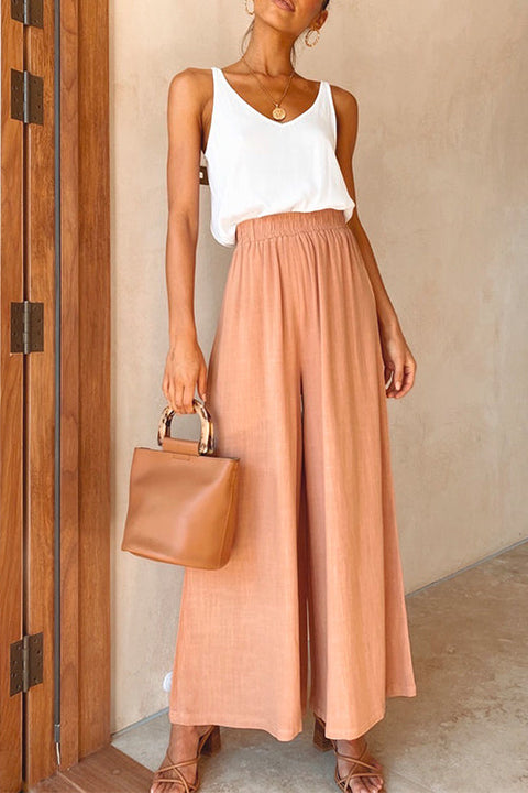 Rebadress Elastic Waist Wide Leg Palazzo Pants