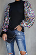 Rebadress Sequin Lantern Sleeve Sparkle Blouses