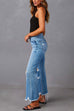 Rebadress Raw Hem Ripped Flare Bottoms Denim Pants