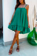 Rebadress Solid Ruffle Cami Beach Dress