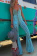 Rebadress Lace Up Bell Bottoms Tie Dye Cami Jumpsuit