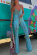 Rebadress Lace Up Bell Bottoms Tie Dye Cami Jumpsuit