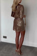 Short Sleeves Open Back Sequin Mini Party Dress