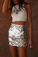 Rebadress Elastic Waist Sequin Bodycon Mini Skirt