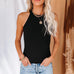 Rebadress Solid Ribbed Knit Slim Fit Tank Top