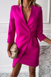 Rebadress Wrap V Neck Belted Waist Blazer Dress