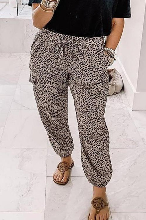 Rebadress Leopard Tie Knot Pants with Pockets