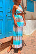 Rebadress One Shoulder Cut Out Waist Side Split Tie Dye Maxi Dress