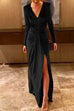 Rebadress Deep V Neck Split Long Velvet Party Dress(5 Colors Available)