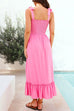 Rebadress Wide Straps Bow Shoulder Smocked Ruffle Maxi Dress