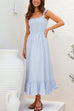 Rebadress Wide Straps Bow Shoulder Smocked Ruffle Maxi Dress