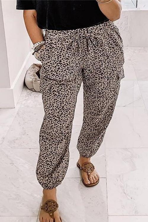 Rebadress Leopard Tie Knot Pants with Pockets